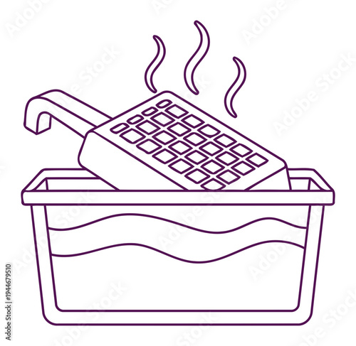 Illustration of Waffle iron in a water bath