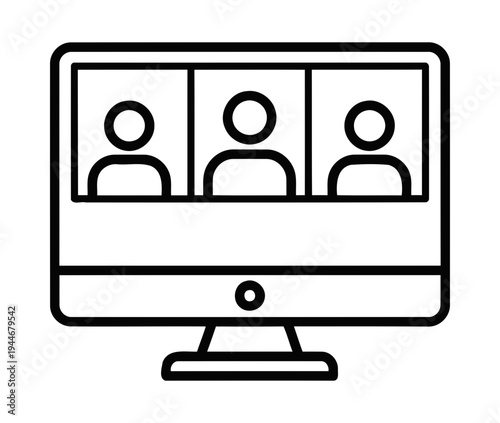 Illustration of Computer screen with video conference people