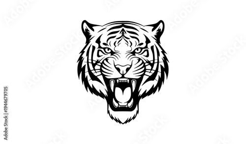 Minimal Roaring Tiger Head Vector Icon for Mascot and Wildlife