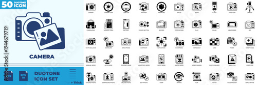 Camera Duotone Editable Icons set