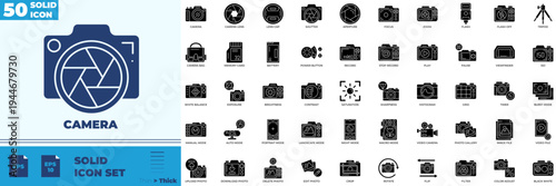 Camera Solid Editable Icons set