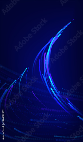 Abstract future ai background with blue big data and digital dots for tech and technology science presentation. Line cyber business network 3d backdrop. Connection graphic design.