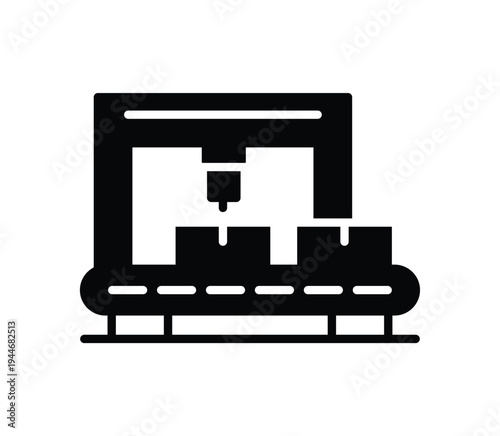 Industrial CNC Machine Cutting Operation with Conveyer Belt System