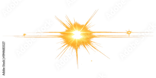 Bright holiday firework sparks create an abstract explosion of burning light and flame against a dark black night background for a New Year celebration