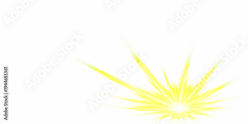 A vibrant abstract yellow flower vector illustration set against a sunny summer meadow landscape with green grass and floral garden patterns under a clear blue sky