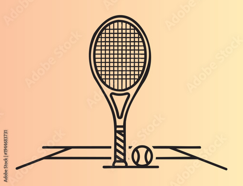 Tennis racket and ball illustration ready for sports design