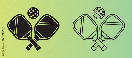 Two pickleball paddles and ball isolated illustration