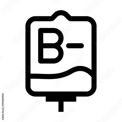 Medical B- Negative Blood Bag Icon for Healthcare and Science Applications