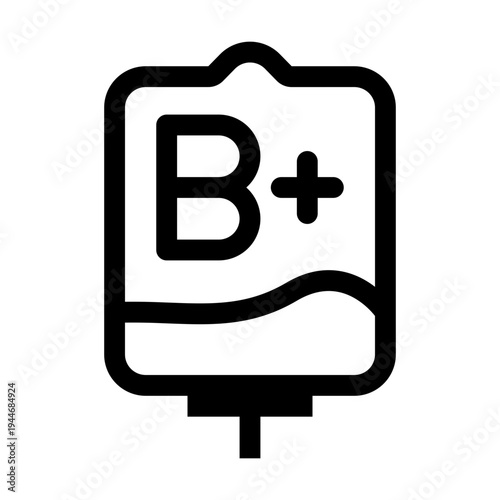 Blood Bag Icon Graphic of B Positive Blood Type for Medical and Health Related Applications