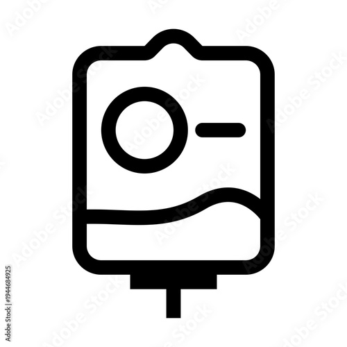 A minimalist vector icon of an intravenous fluid bag, symbolizing essential medical treatment, patient care, and healthcare support, vital for recovery and well-being