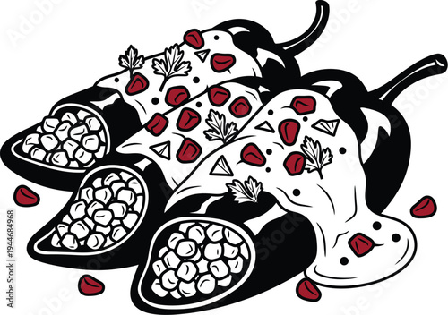 Cinco de mayo celebration with spicy poblano peppers and seeds