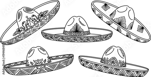 Cinco de mayo sombreros illustration for mexican holiday celebrations