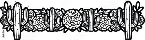 Cinco de mayo celebration background with cacti and traditional mexican elements