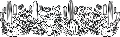 Cinco de mayo cactus fiesta desert landscape illustration
