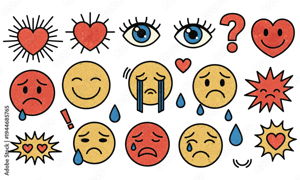 Obraz premium Vibrant Emoji Collection with Emotive Expressions
