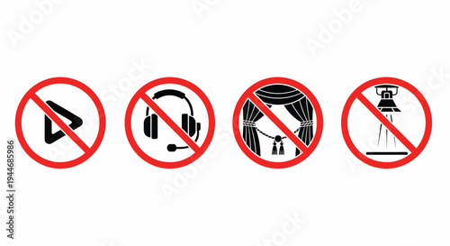 Prohibition Signs Vector Illustration for Playback, Audio, Theater and and Stage Lighting Free Download Prohibition Signs Vector Illustration for Playback, Audio, Theater and and Stage Lighting - GFXLoad