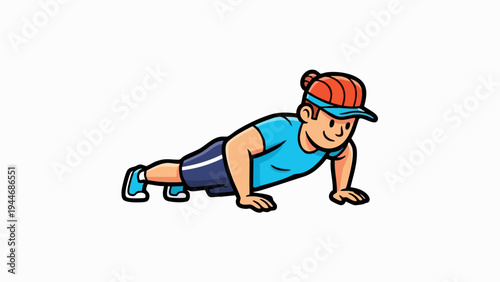 Young man doing push ups exercise for fitness training and healthy lifestyle.