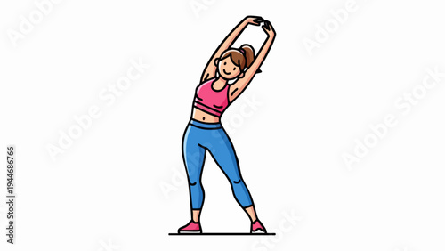 Woman stretching her body to the side for flexibility and fitness.