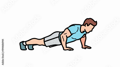 Man performing push ups exercise for fitness and strength training.