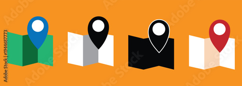Map Location Pin Icon Set GPS Navigation Map Marker Symbol Vector