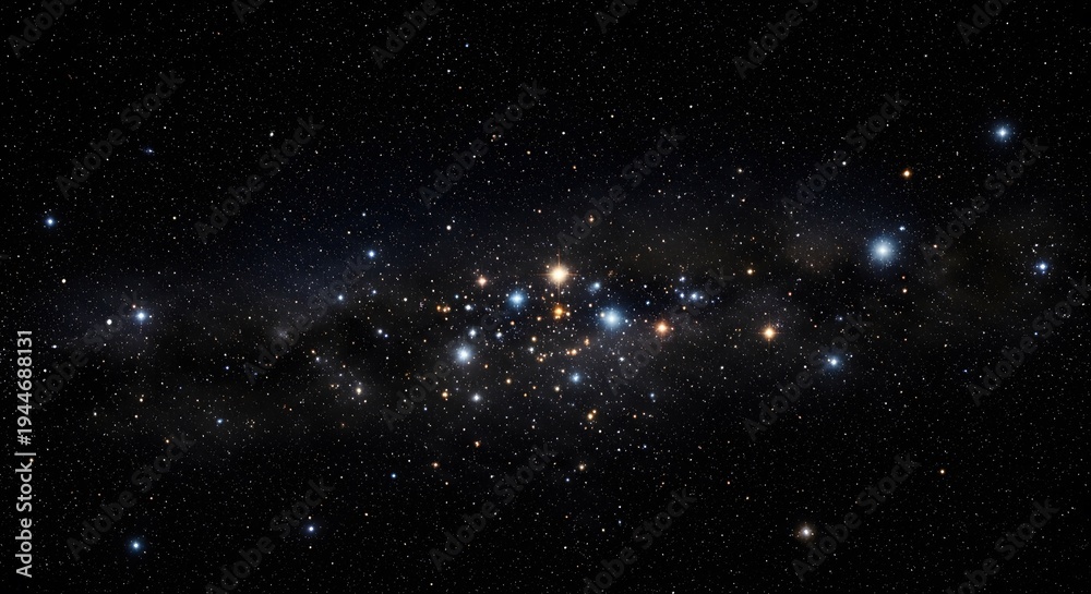 Obraz premium A vibrant cluster of stars in the vast expanse of the cosmos, showcasing celestial beauty.