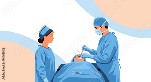 Surgeons Performing Operation in Operating Room, Medical Team at Work