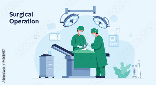 Surgeons Performing Surgical Operation in Operating Room with Medical Equipment