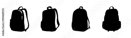 Set of 4 backpack silhouettes vector