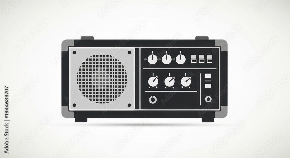 Obraz premium Retro Guitar Amplifier Icon with Knobs and Speaker
