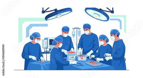 Surgical Team Performing Operation in Modern Operating Room
