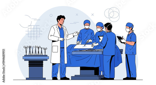 Surgical Team Performing Operation in Modern Operating Room