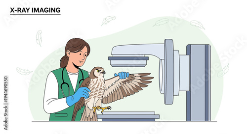 Veterinarian Performing X-Ray on a Falcon for Diagnosis and Treatment