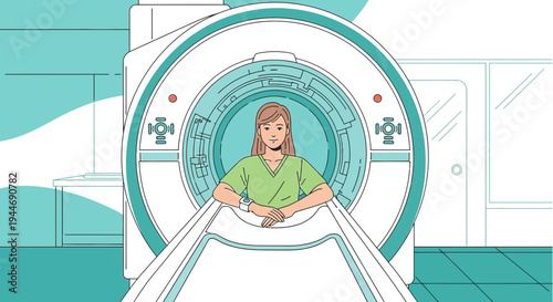 Woman Undergoing MRI Scan in Modern Medical Imaging Facility