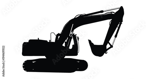 Black excavator machinery illustration a striking visual silhouette