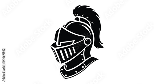 Medieval knight s helmet detailed black shape a striking silhouette