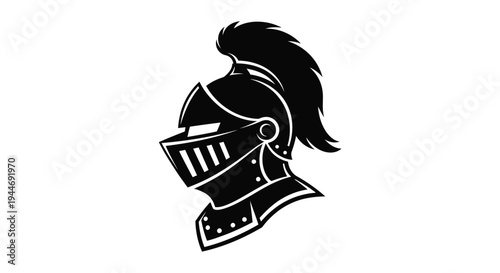 Black knight s helmet in profile a striking medieval silhouette