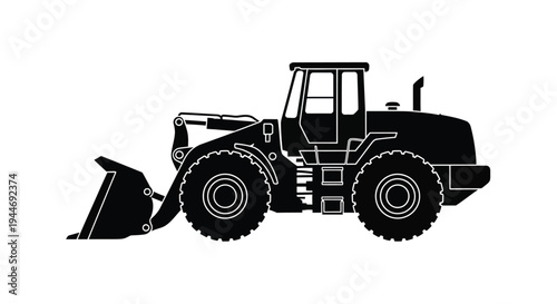 Black silhouette of a front end loader industrial machinery outline silhouette