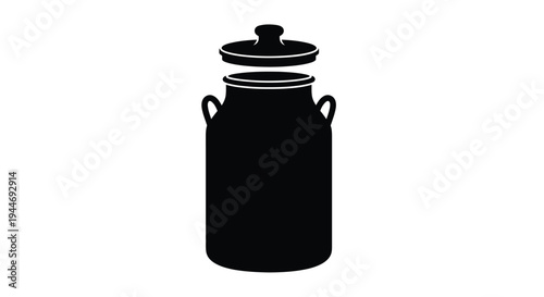 Black silhouette of a vintage milk jar with a lid