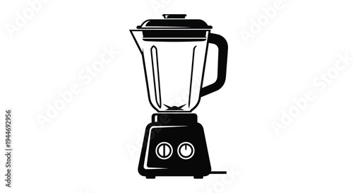 A minimalist black silhouette of a kitchen blender appliance