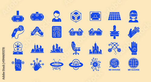 Metaverse Icons: VR, AR, Digital World, Future Technology, Innovation Symbols