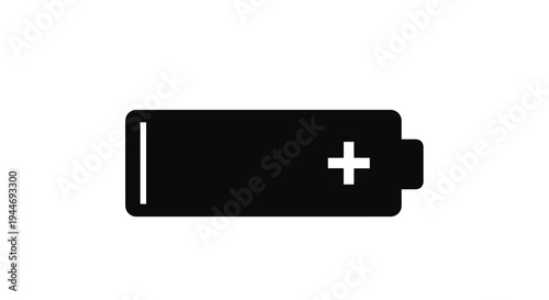 A simple black battery icon with a charge level a silhouette