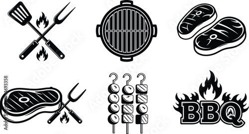 Black and white vector of spaghetti twirled on a fork, served on a plate, for a delicious Italian pasta meal.