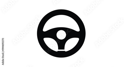 A black steering wheel icon against a white background silhouette