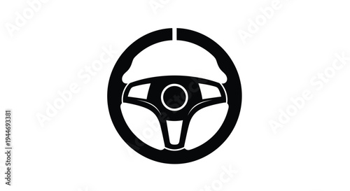 Black steering wheel icon simplified design a striking silhouette