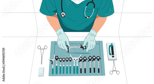 Surgeon preparing surgical instruments for operation, close-up view