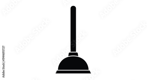 A black silhouette of a plunger simple household cleaning tool silhouette