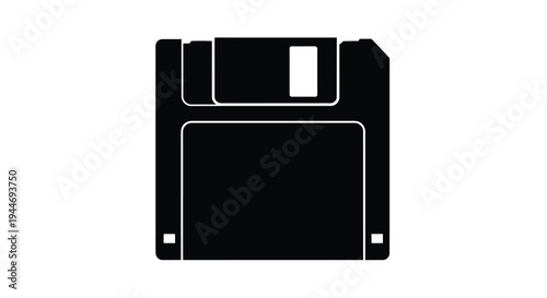Black floppy disk icon graphic a retro digital storage silhouette