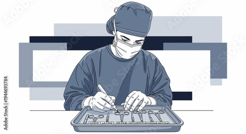 Surgeon Preparing Surgical Instruments for Operation