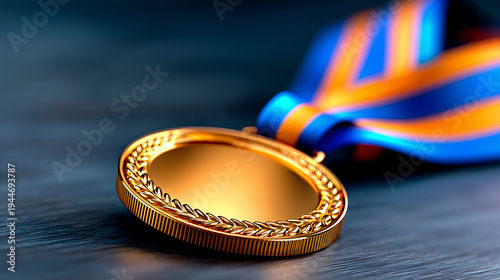3D Golden Medal with Ribbon...