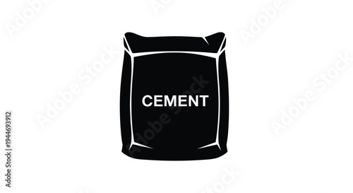 Black sack labeled cement presented as a striking silhouette